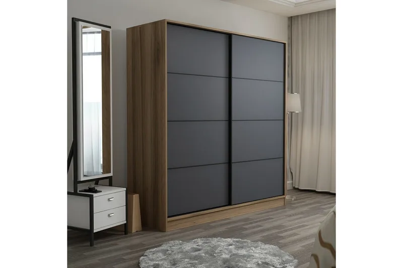 Fruitland Garderobe 180 cm - Grå/Eik - Oppbevaring - Klesoppbevaring - Garderober & garderobesystem