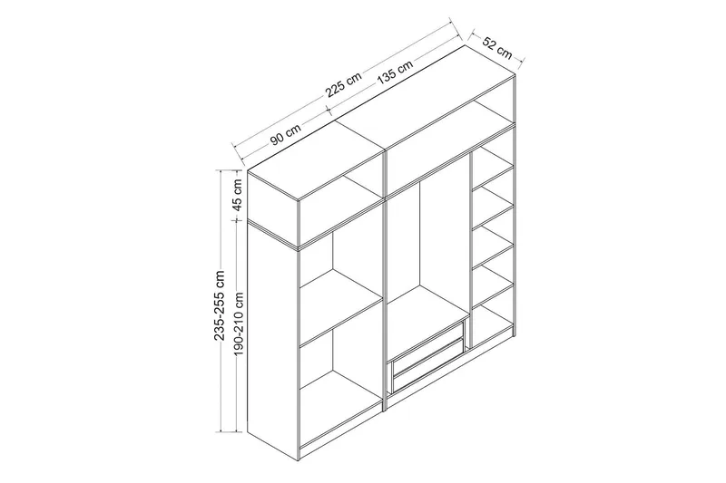 Fruitland Garderobe 180 cm - Hvit - Oppbevaring - Klesoppbevaring - Garderober & garderobesystem