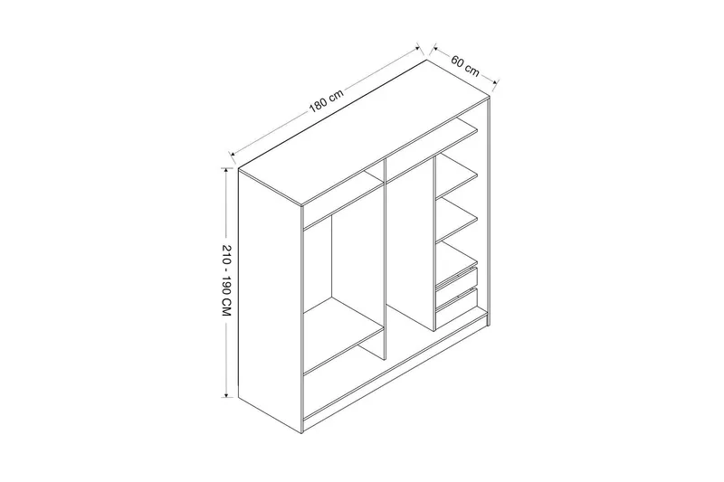 Fruitland Garderobe 180 cm - Hvit - Oppbevaring - Klesoppbevaring - Garderober & garderobesystem