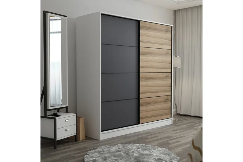 Fruitland Garderobe 220 cm - Grå/Brun - Oppbevaring - Klesoppbevaring - Garderober & garderobesystem