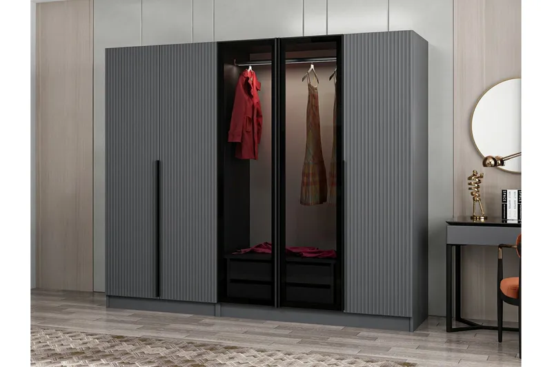 Fruitland Garderobe 225 cm - Antrasitt - Oppbevaring - Klesoppbevaring - Garderober & garderobesystem