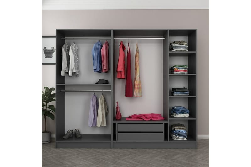Fruitland Garderobe 225 cm - Antrasitt - Oppbevaring - Klesoppbevaring - Garderober & garderobesystem
