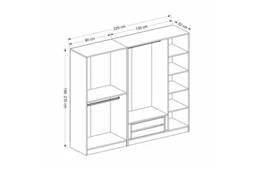 Fruitland Garderobe 225 cm - Antrasitt - Oppbevaring - Klesoppbevaring - Garderober & garderobesystem