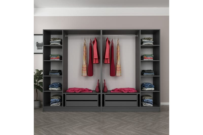 Fruitland Garderobe 225 cm - Antrasitt - Oppbevaring - Klesoppbevaring - Garderober & garderobesystem
