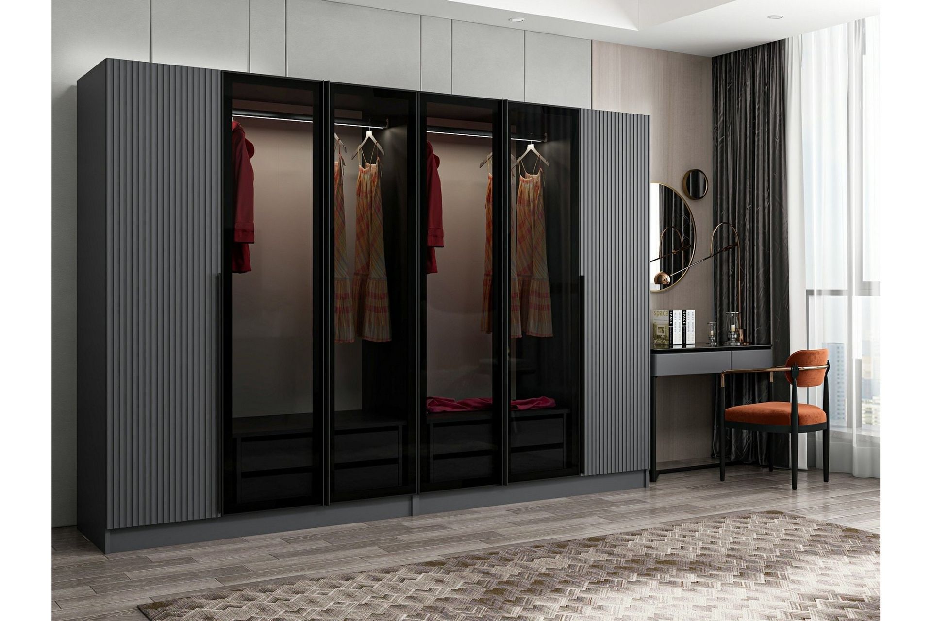 Fruitland Garderobe 225 cm - Antrasitt - Oppbevaring - Klesoppbevaring - Garderober & garderobesystem
