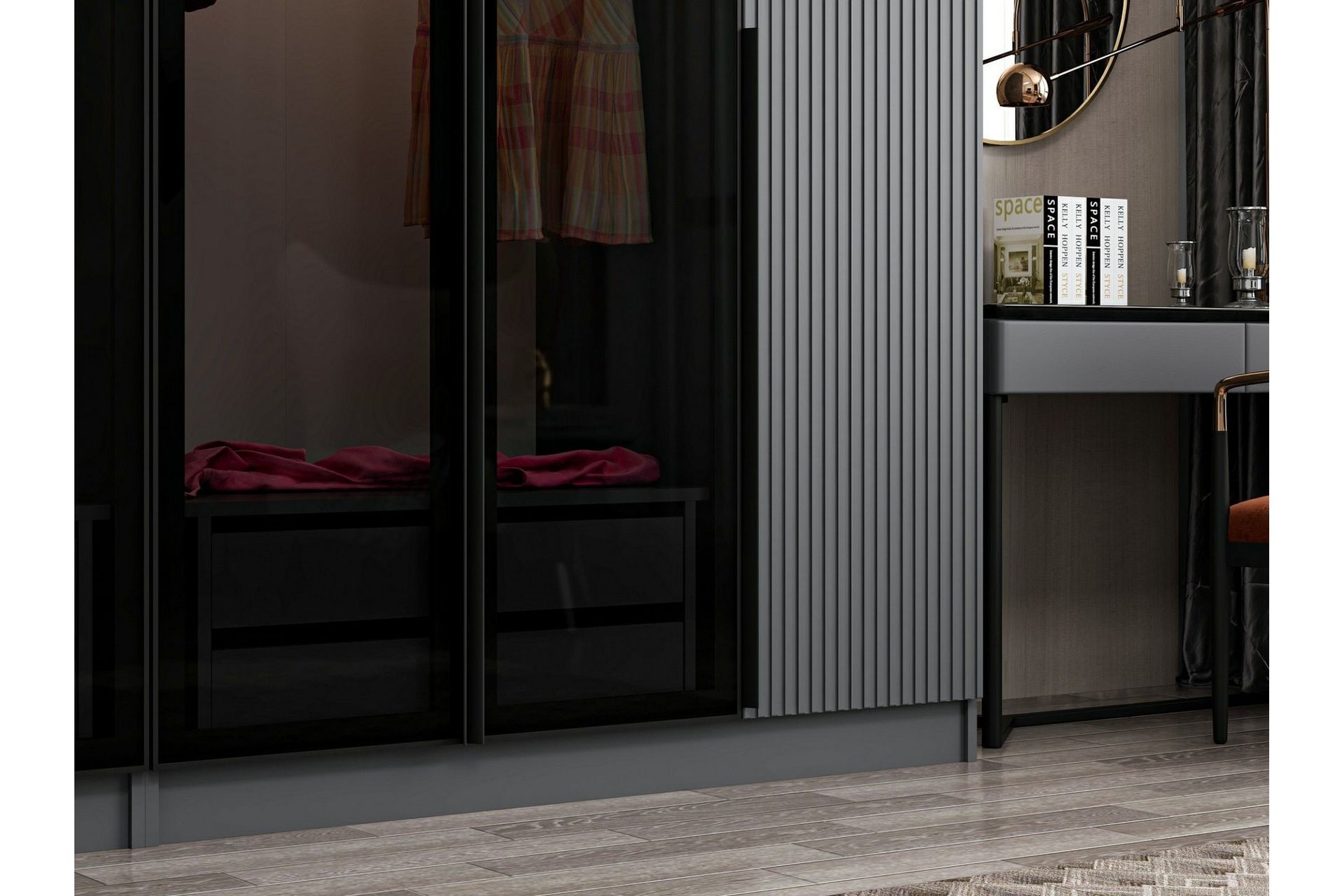 Fruitland Garderobe 225 cm - Antrasitt - Oppbevaring - Klesoppbevaring - Garderober & garderobesystem