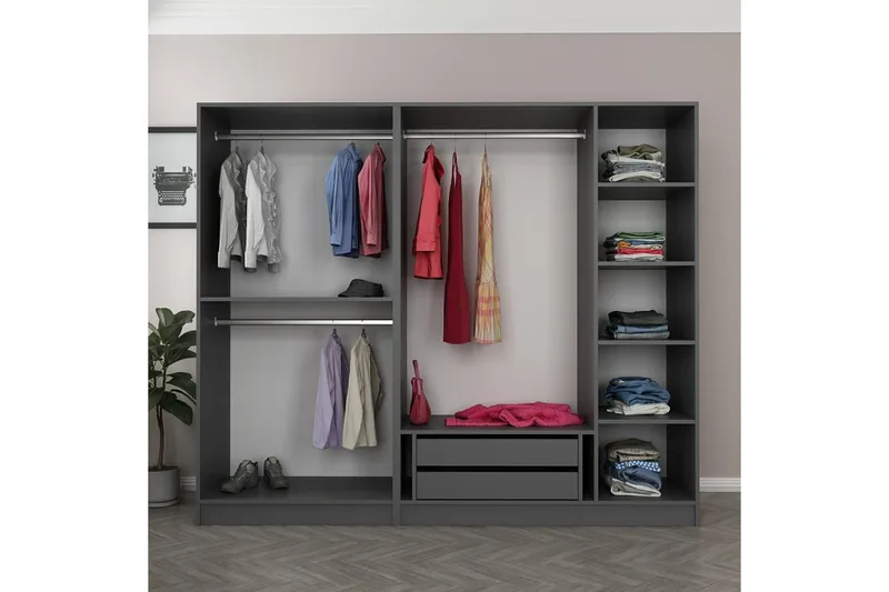 Fruitland Garderobe 225 cm - Antrasitt - Oppbevaring - Klesoppbevaring - Garderober & garderobesystem