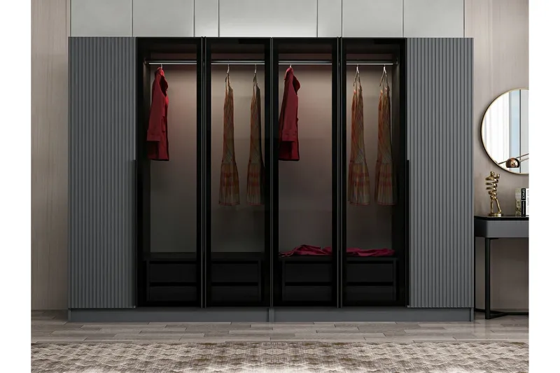 Fruitland Garderobe 225 cm - Antrasitt - Oppbevaring - Klesoppbevaring - Garderober & garderobesystem
