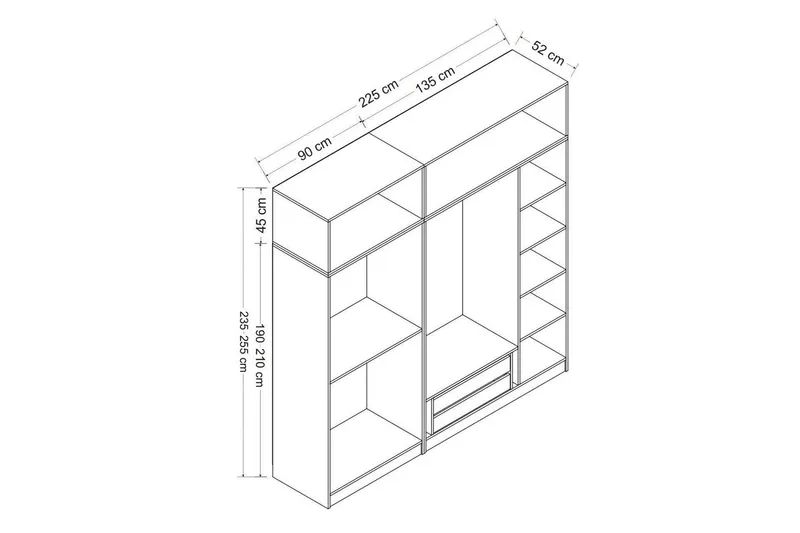 Fruitland Garderobe 225 cm - Hvit - Oppbevaring - Klesoppbevaring - Garderober & garderobesystem