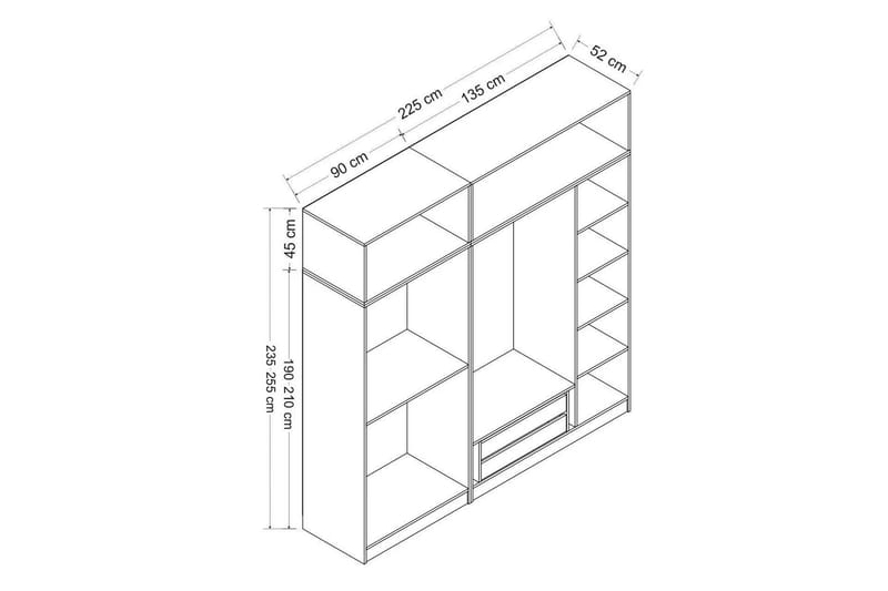 Fruitland Garderobe 225 cm - Hvit - Garderober & garderobesystem - Garderobeskap & klesskap