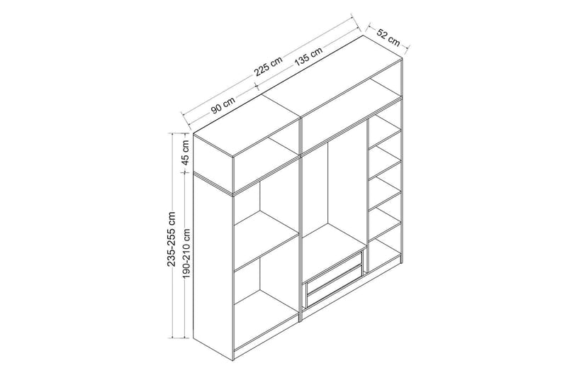 Fruitland Garderobe 225 cm - Hvit - Oppbevaring - Klesoppbevaring - Garderober & garderobesystem