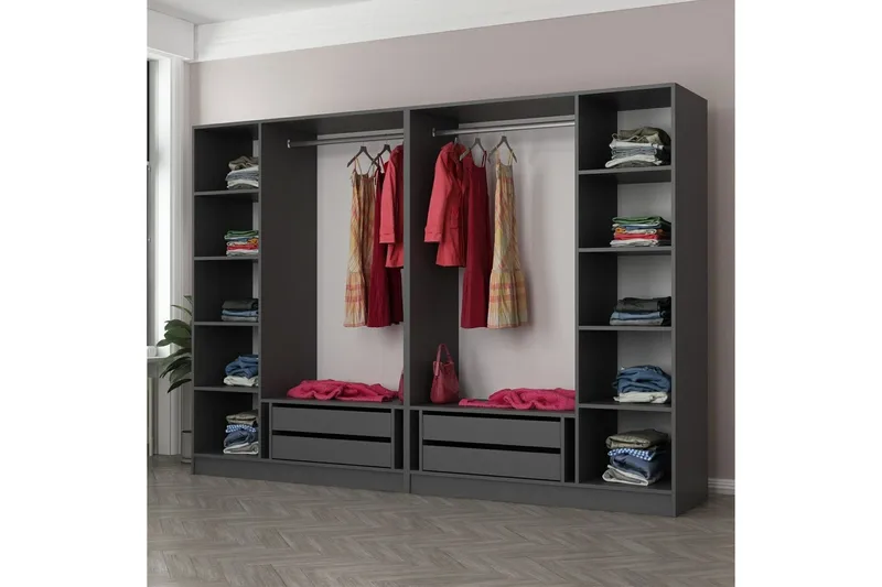 Fruitland Garderobe 270 cm - Antrasitt - Oppbevaring - Klesoppbevaring - Garderober & garderobesystem