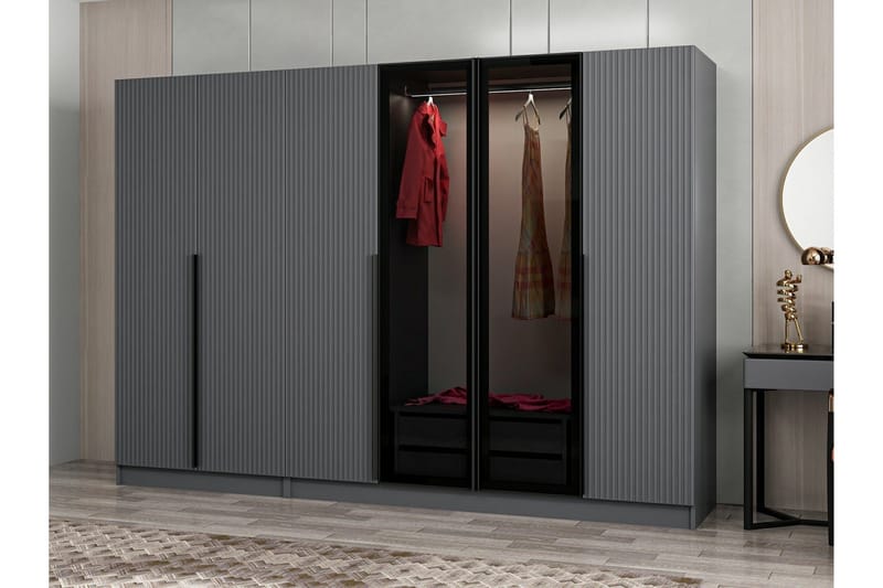 Fruitland Garderobe 270 cm - Antrasitt - Oppbevaring - Klesoppbevaring - Garderober & garderobesystem