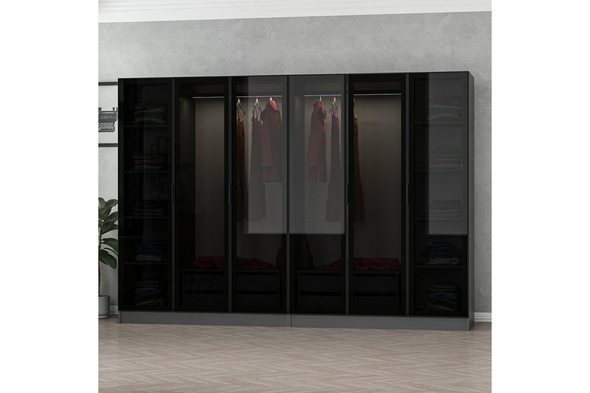 Fruitland Garderobe 270 cm - Antrasitt - Oppbevaring - Klesoppbevaring - Garderober & garderobesystem