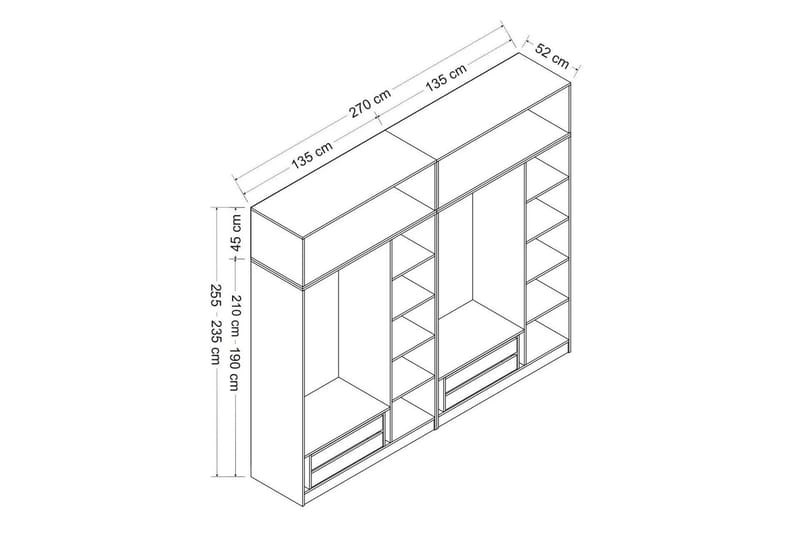 Fruitland Garderobe 270 cm - Brun/Grå - Garderober & garderobesystem - Garderobeskap & klesskap