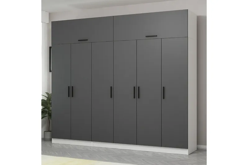 Fruitland Garderobe 270 cm - Grå/Hvit - Oppbevaring - Klesoppbevaring - Garderober & garderobesystem