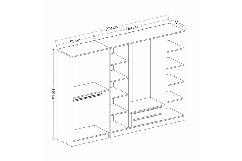 Fruitland Garderobe 270 cm - Hvit - Garderober & garderobesystem - Garderobeskap & klesskap