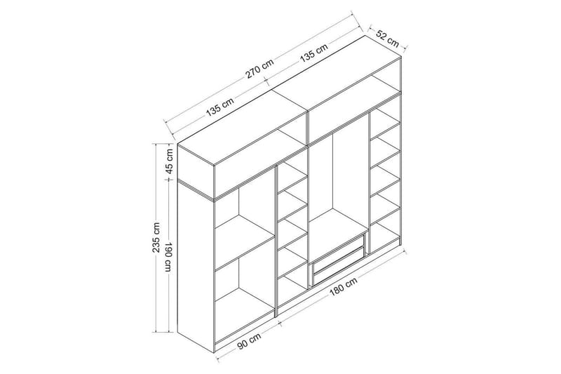 Fruitland Garderobe 270 cm - Hvit - Garderober & garderobesystem - Garderobeskap & klesskap