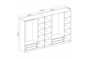 Fruitland Garderobe 315 cm - Antrasitt - Oppbevaring - Klesoppbevaring - Garderober & garderobesystem