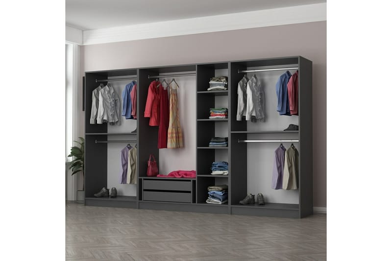 Fruitland Garderobe 315 cm - Antrasitt - Garderober & garderobesystem - Garderobeskap & klesskap