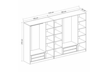 Fruitland Garderobe 315 cm - Antrasitt - Oppbevaring - Klesoppbevaring - Garderober & garderobesystem