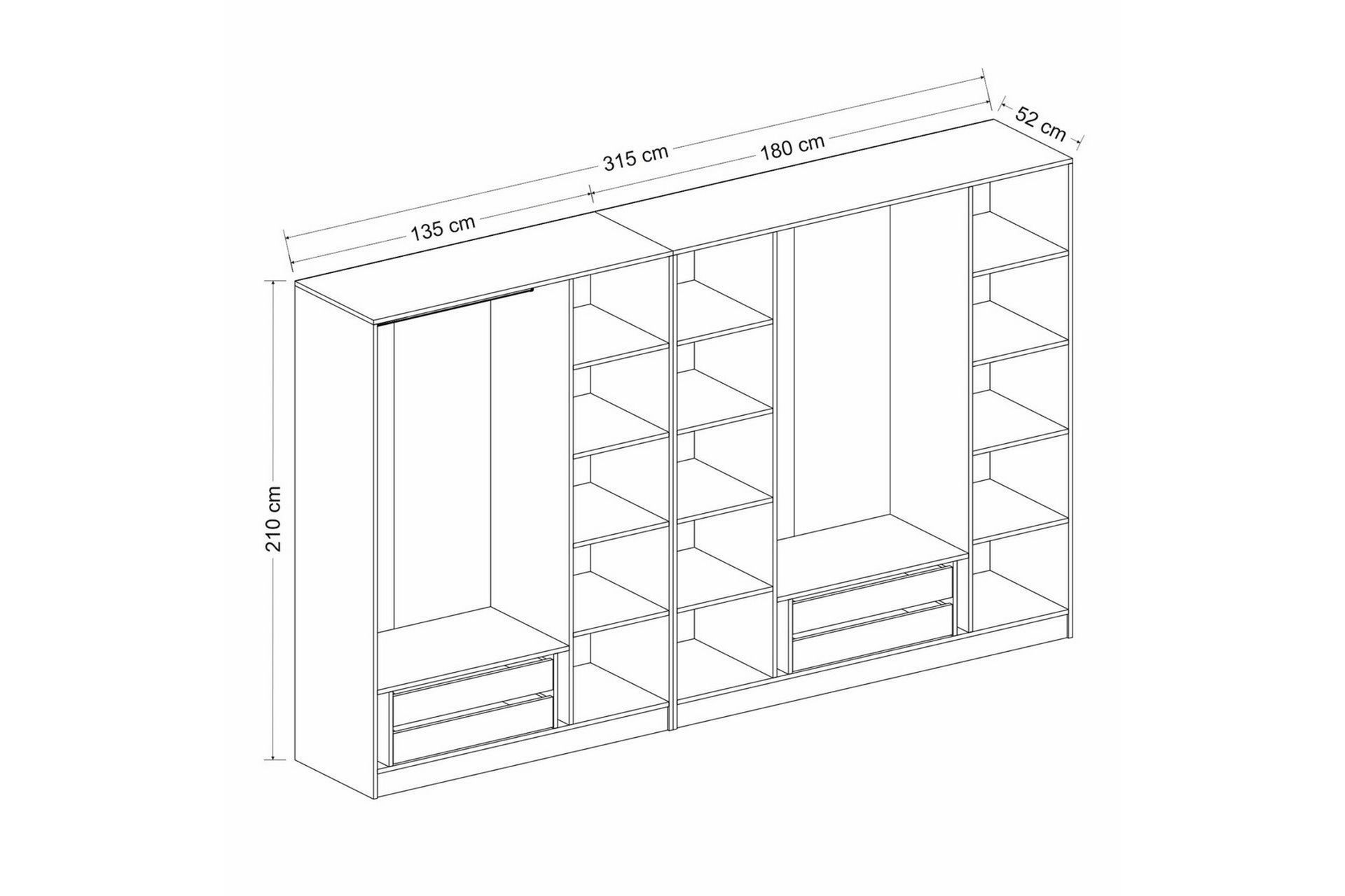 Fruitland Garderobe 315 cm - Antrasitt - Oppbevaring - Klesoppbevaring - Garderober & garderobesystem