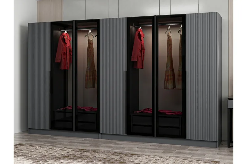 Fruitland Garderobe 315 cm - Antrasitt - Oppbevaring - Klesoppbevaring - Garderober & garderobesystem