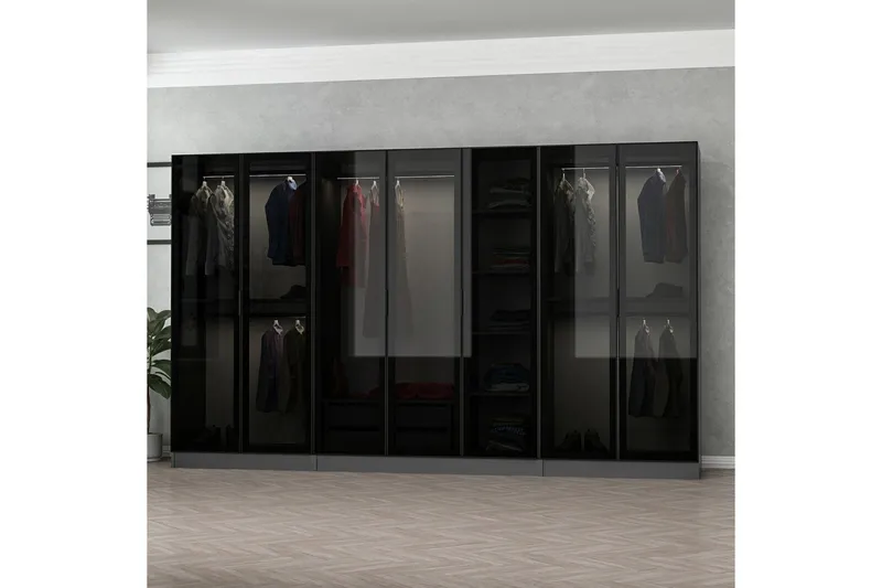 Fruitland Garderobe 315 cm - Antrasitt - Oppbevaring - Klesoppbevaring - Garderober & garderobesystem