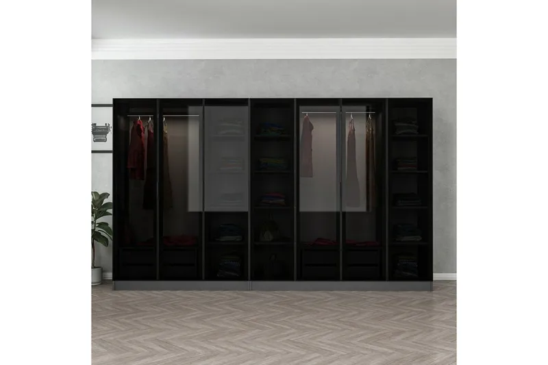 Fruitland Garderobe 315 cm - Antrasitt - Oppbevaring - Klesoppbevaring - Garderober & garderobesystem