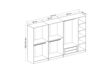 Fruitland Garderobe 315 cm - Eik - Oppbevaring - Klesoppbevaring - Garderober & garderobesystem