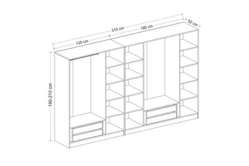 Fruitland Garderobe 315 cm - Eik - Oppbevaring - Klesoppbevaring - Garderober & garderobesystem
