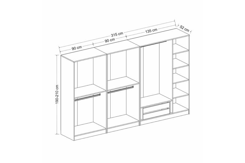 Fruitland Garderobe 315 cm - Hvit - Oppbevaring - Klesoppbevaring - Garderober & garderobesystem