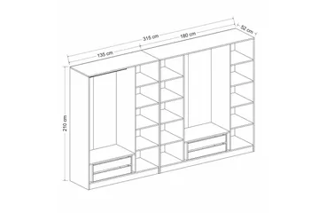 Fruitland Garderobe 315 cm - Hvit - Oppbevaring - Klesoppbevaring - Garderober & garderobesystem