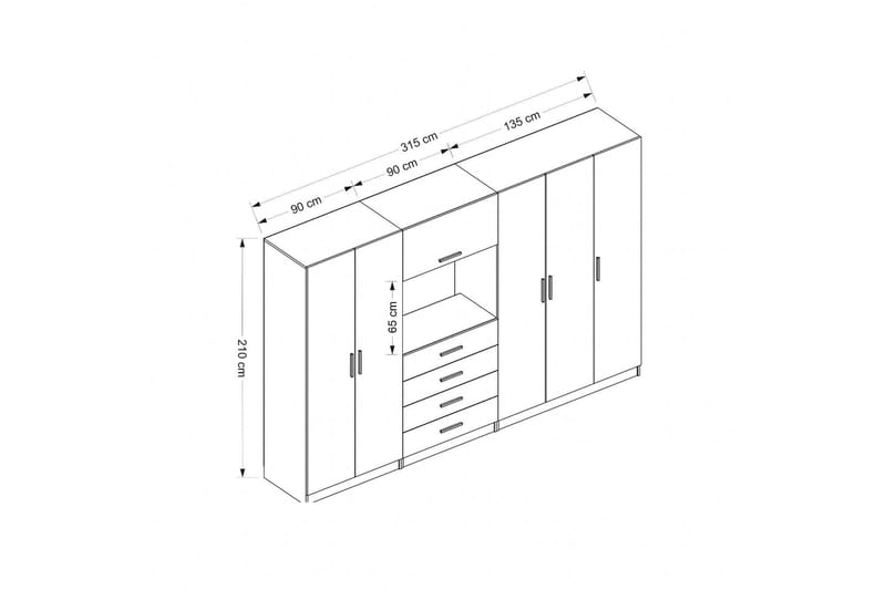 Fruitland Garderobe 315 cm - Hvit - Oppbevaring - Klesoppbevaring - Garderober & garderobesystem