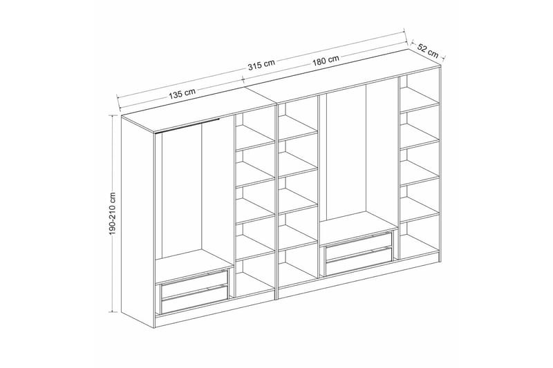 Fruitland Garderobe 315 cm - Hvit - Oppbevaring - Klesoppbevaring - Garderober & garderobesystem