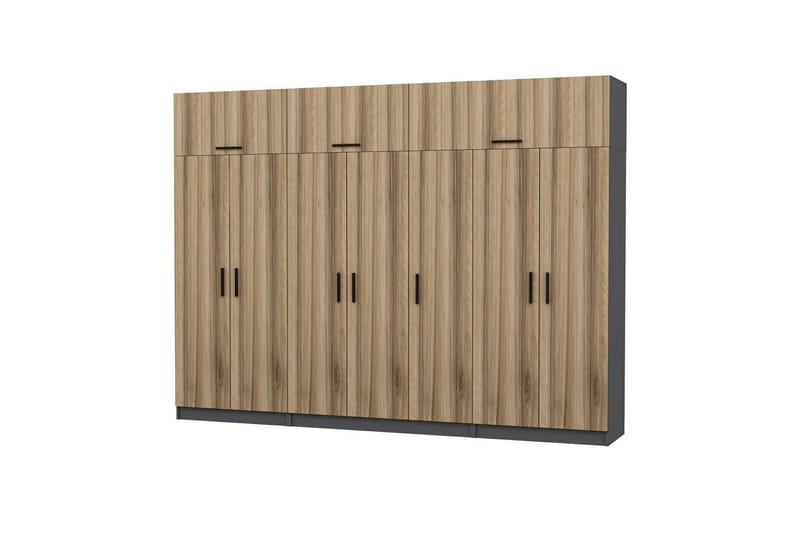 Fruitland Garderobe 315x235 cm - Valnøtt/Antrasitt - Oppbevaring - Klesoppbevaring - Garderober & garderobesystem
