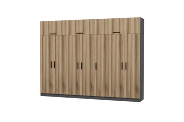 Fruitland Garderobe 315x235 cm - Valnøtt/Antrasitt - Oppbevaring - Klesoppbevaring - Garderober & garderobesystem