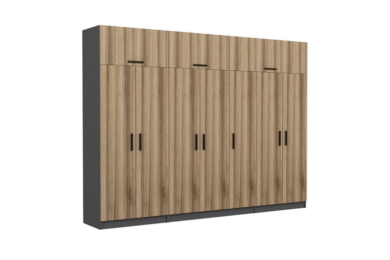 Fruitland Garderobe 315x235 cm - Valnøtt/Antrasitt - Oppbevaring - Klesoppbevaring - Garderober & garderobesystem