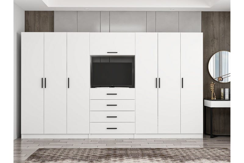 Fruitland Garderobe 360x210 cm - Hvit - Oppbevaring - Klesoppbevaring - Garderober & garderobesystem