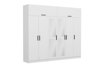 Fruitland Garderobe med Speil 270x255 cm - Hvit - Oppbevaring - Klesoppbevaring - Garderober & garderobesystem