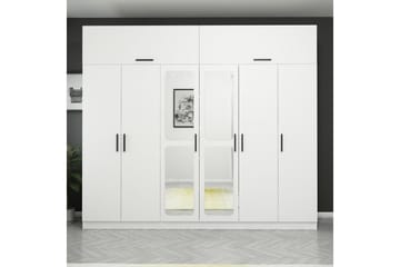 Fruitland Garderobe med Speil 270x255 cm - Hvit - Oppbevaring - Klesoppbevaring - Garderober & garderobesystem