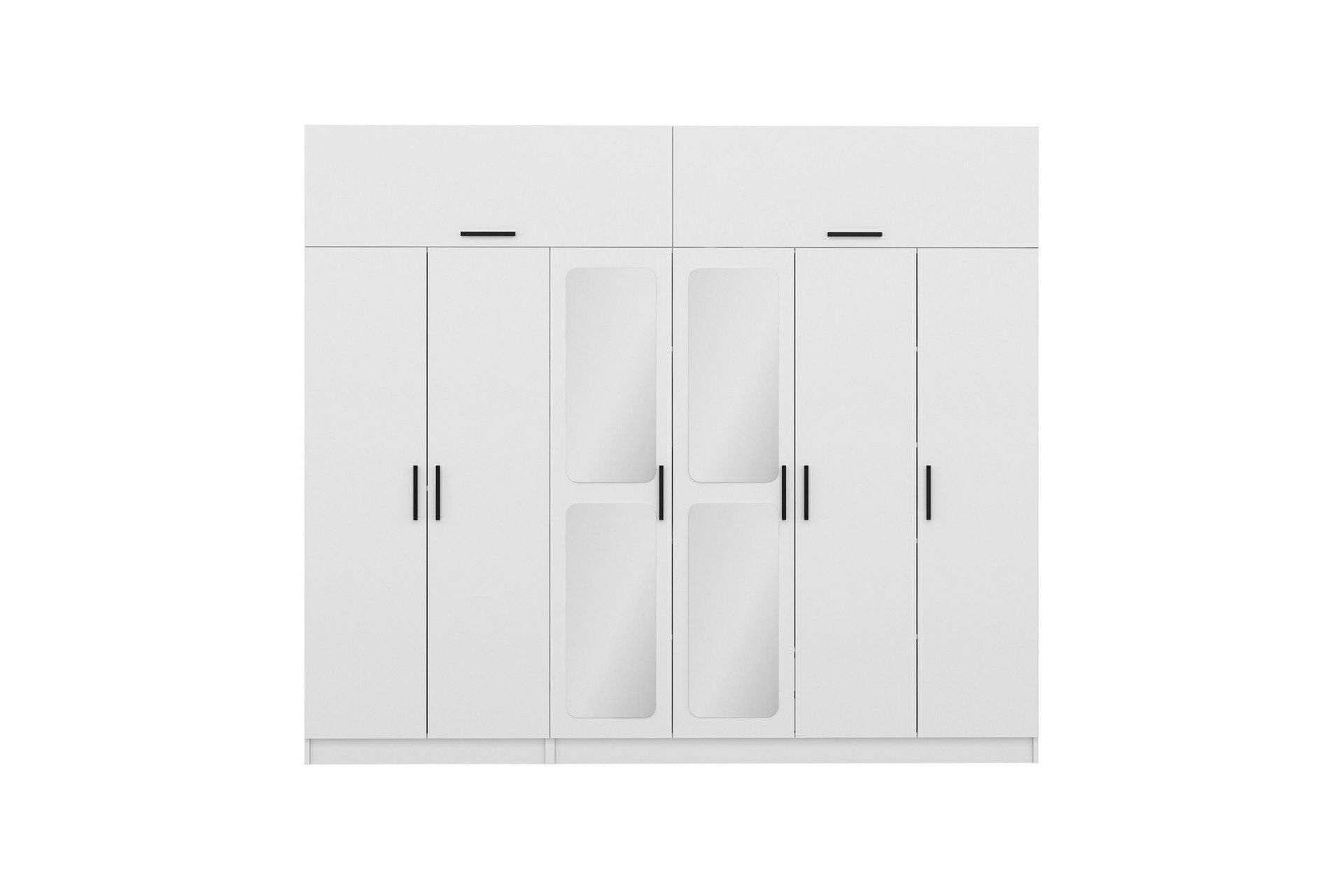 Fruitland Garderobe med Speil 270x255 cm - Hvit - Oppbevaring - Klesoppbevaring - Garderober & garderobesystem