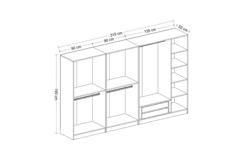 Fruitland Garderobe med Speil - Antrasitt - Garderober & garderobesystem - Garderobeskap & klesskap