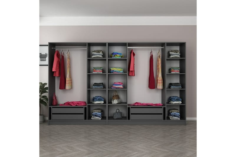 Fruitland Garderobe med Speil - Antrasitt - Oppbevaring - Klesoppbevaring - Garderober & garderobesystem