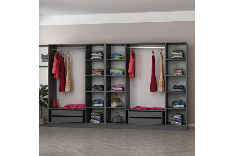 Fruitland Garderobe med Speil - Antrasitt - Garderober & garderobesystem - Garderobeskap & klesskap