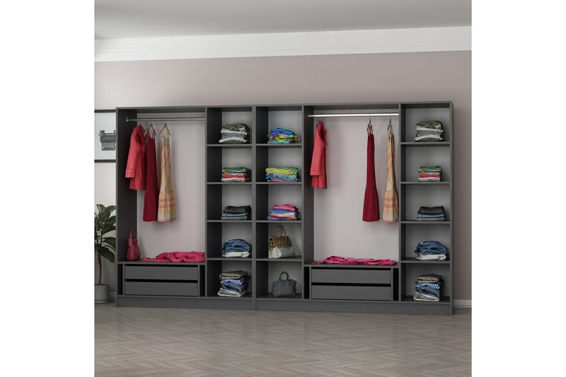 Fruitland Garderobe med Speil - Antrasitt - Oppbevaring - Klesoppbevaring - Garderober & garderobesystem