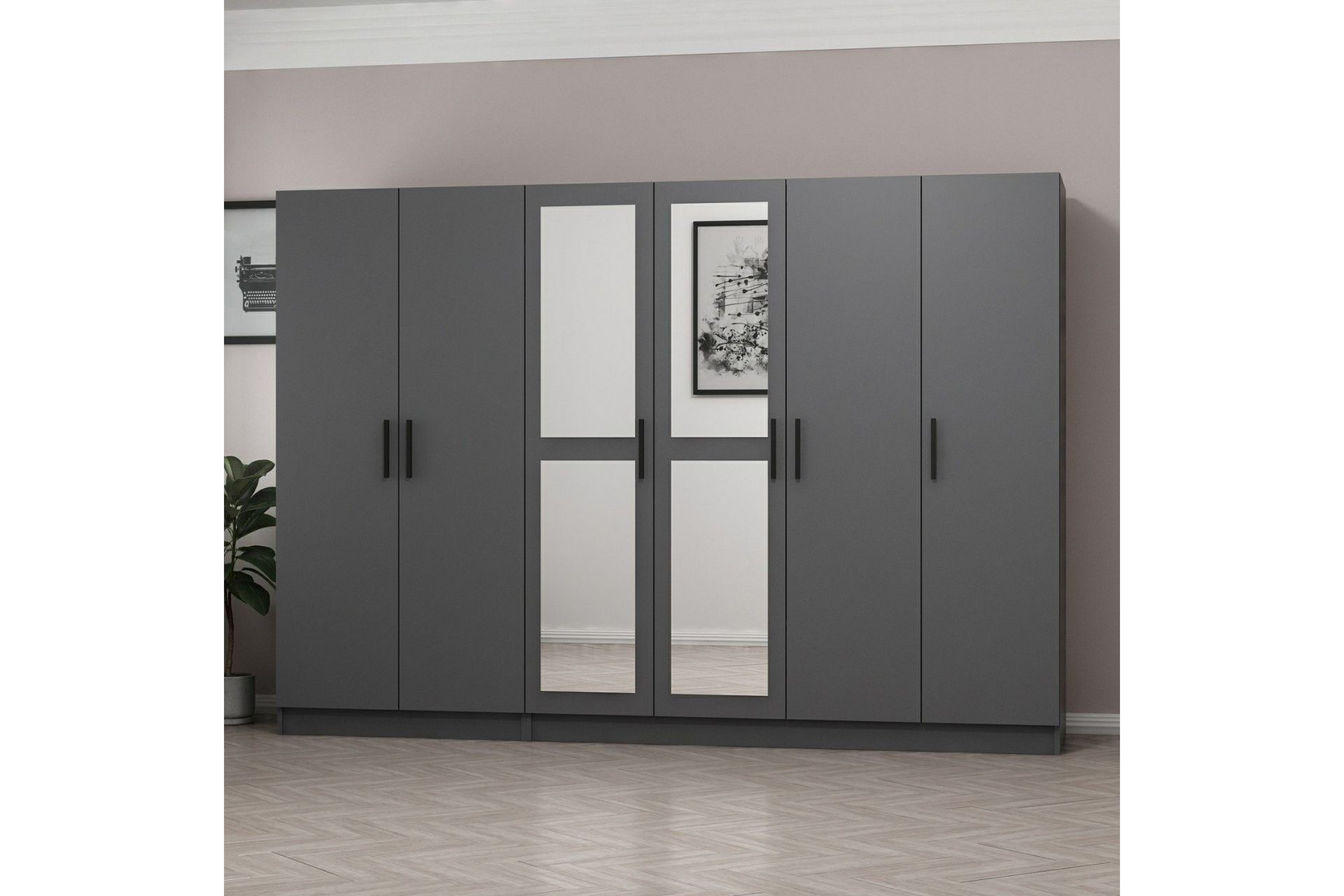 Fruitland Garderobe med Speil - Antrasitt - Oppbevaring - Klesoppbevaring - Garderober & garderobesystem