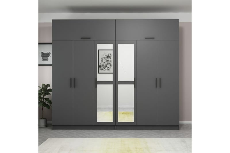 Fruitland Garderobe med Speil - Antrasitt - Oppbevaring - Klesoppbevaring - Garderober & garderobesystem