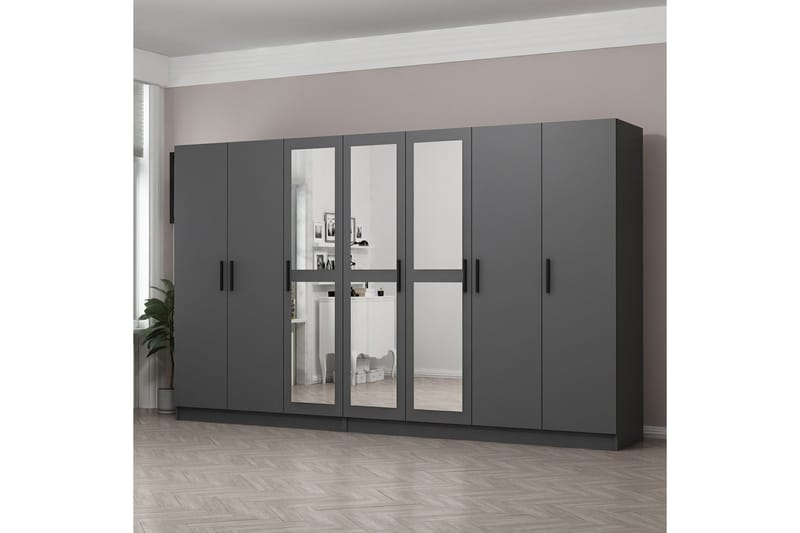 Fruitland Garderobe med Speil - Antrasitt - Oppbevaring - Klesoppbevaring - Garderober & garderobesystem