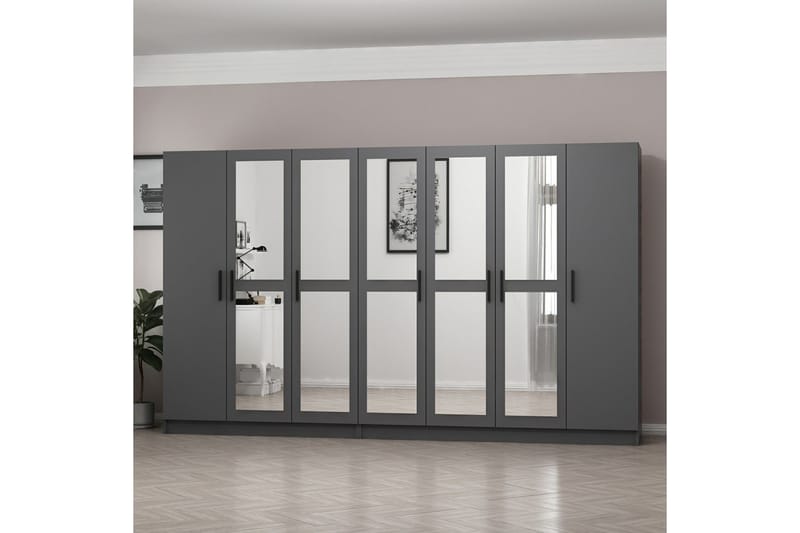 Fruitland Garderobe med Speil - Antrasitt - Oppbevaring - Klesoppbevaring - Garderober & garderobesystem